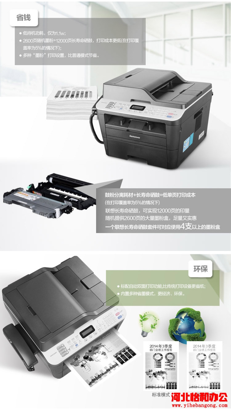 联想M7675DXF打印机硒鼓清零方法